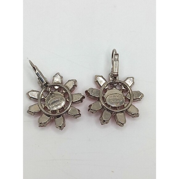 Philippe Ferrandis Paris designer HOT PINK Red/Orange Flower Earrings Leverback - Picture 5 of 9